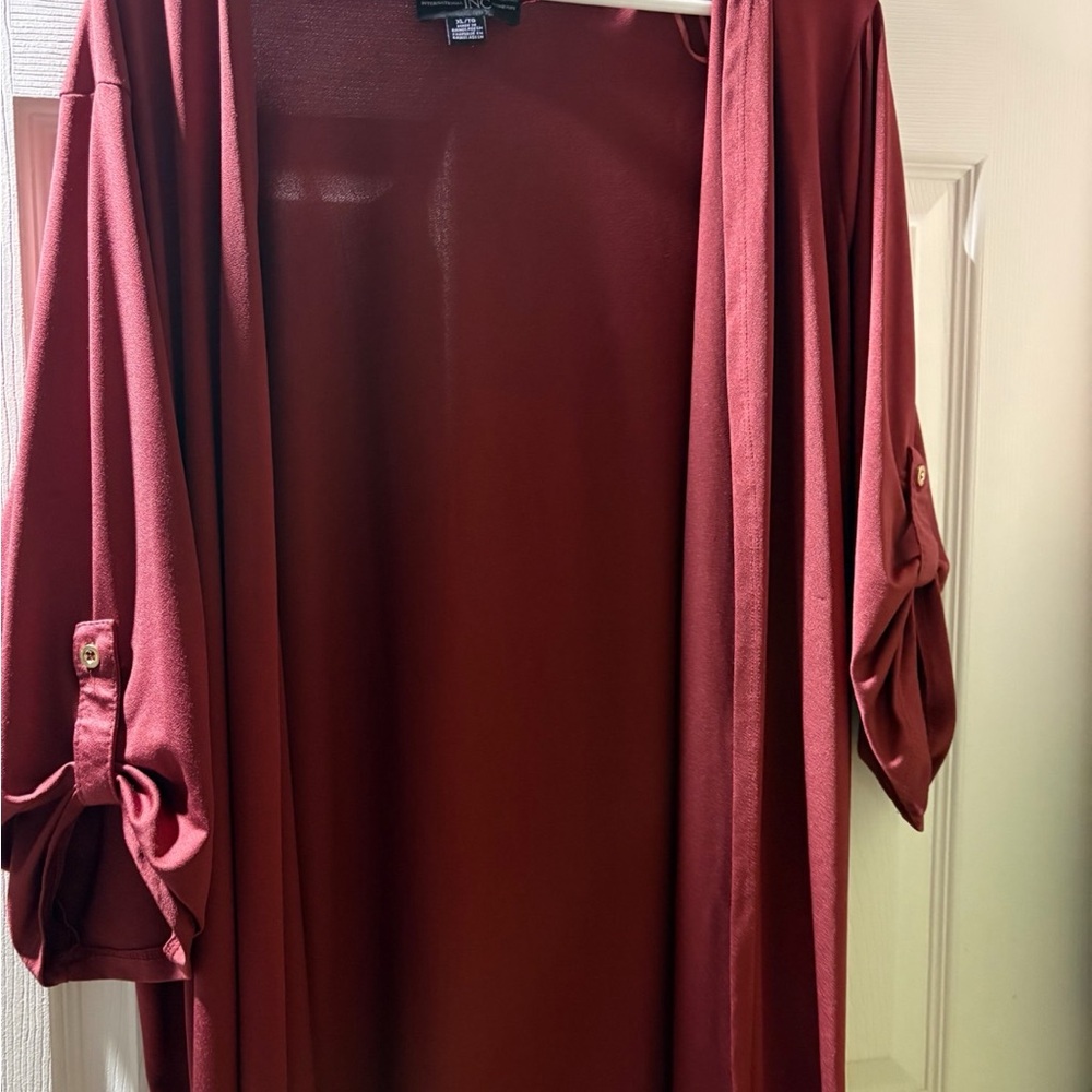 Burgundy Open Front Cardigan